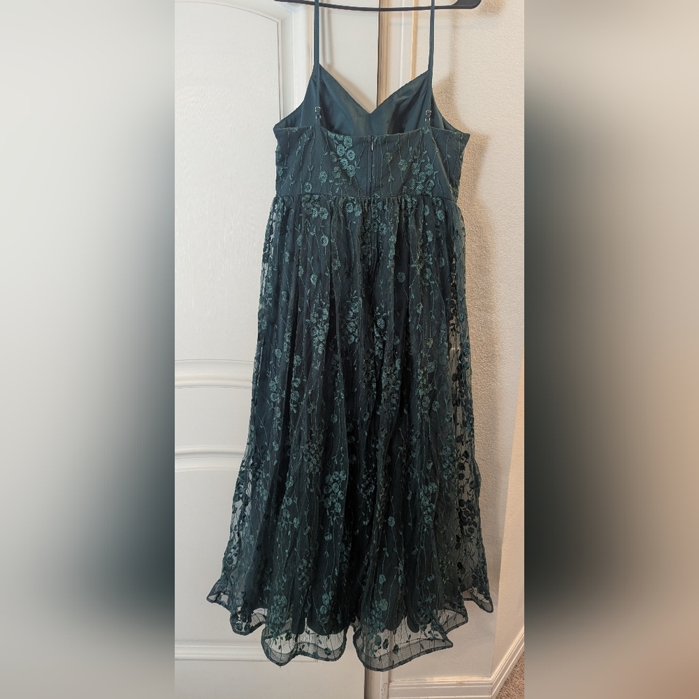 Floor Length Green Floral Lace Dress